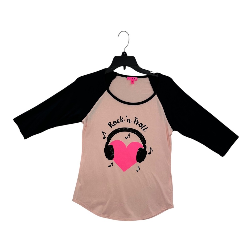 Betsey Johnsonâ Trolls Rock n Roll Graphic Tee Black Sleeve Top S